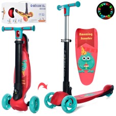 Самокат«MAXI» 3-колісний на метало-пластиковій рамі, колеса ПУ, 2 передніх 120 мм зі світлом, заднє 70 мм, кермо 72-81 см, підніжка 30-13 см