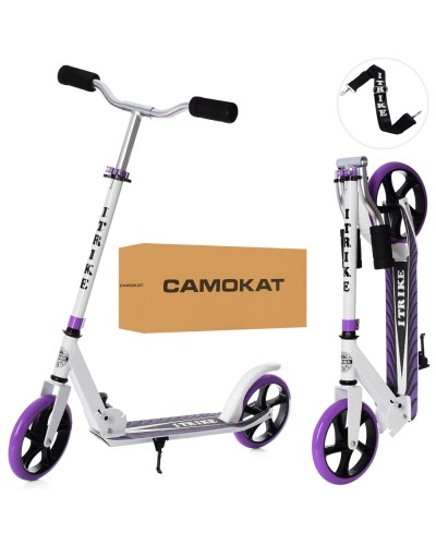 Самокат 2-колісний на металевій рамі, колеса ПУ по 200 мм, кермо 87-96 см, підніжка 30-11 см