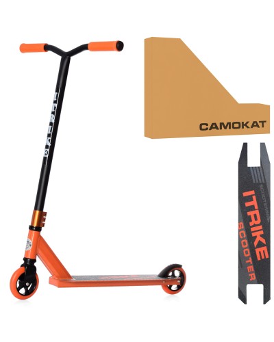 Самокат 2-колісний трюковий на алюмінієвий+сталевій рамі, HIC, колеса ПУ 110 мм алюмінієві, кермо 85 см, підніжка 34-10 см.