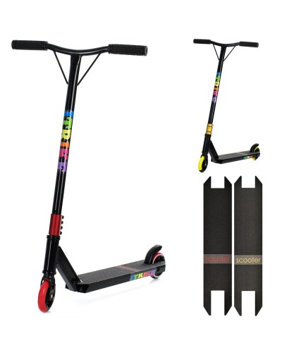 Самокат 2-колісний трюковий на алюмінієвий+сталевій рамі, HIC, колеса ПУ 100 мм алюмінієві, кермо 87-46 см, підніжка 37-11 см, в асортименті