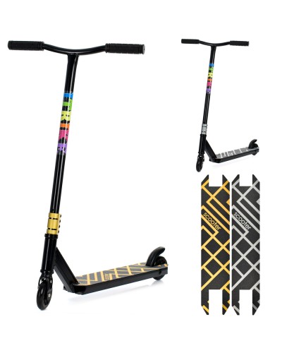 Самокат 2-колісний трюковий на алюмінієвий+сталевій рамі, HIC, колеса ПУ 100 мм алюмінієві, кермо 87-46 см, підніжка 37-11 см, в асортимент