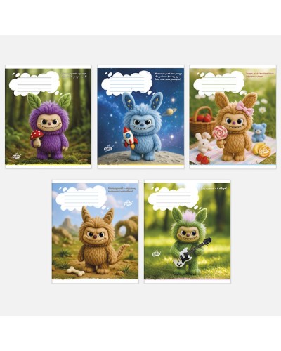 Зошит на 12 аркушів у клітинку «Монстрики без правил» №2646, ТМ Brisk