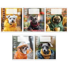 Зошит на 36 аркушів у клітинку «Модні песики» №2582, ТМ Brisk