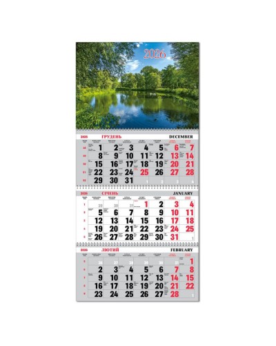 Календар квартальний «Природа» 30х21 см на 3 пружини