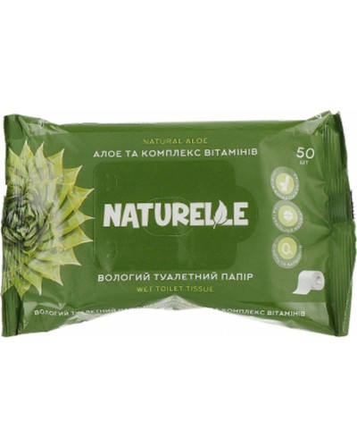 Вологий туалетний папір «Naturelle» з алое та комплексом вітамінів, 50 шт.