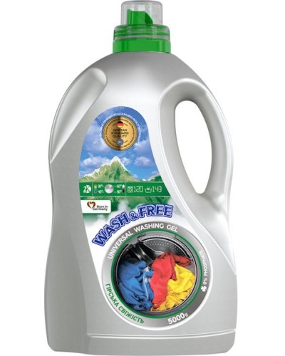 Гель для прання «Universal. Гірська свіжість» 5 л, WASH&FREE