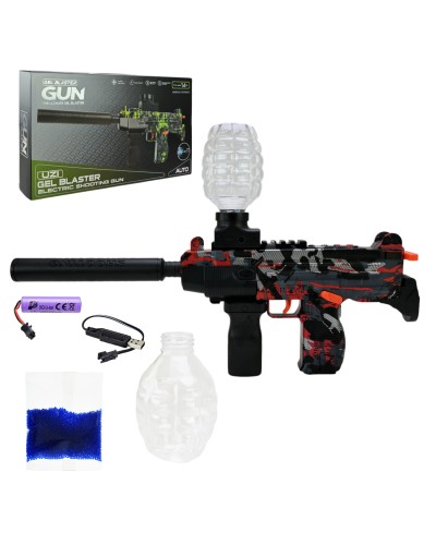 Іграшковий автомат 39 см зі світлом на акумуляторі з аксесуарами, стріляє гелевими кулями, у коробці 40х23х7,5 см