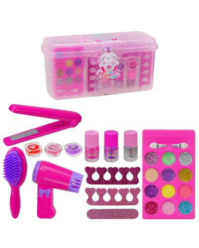 Дитяча косметика: тіні, помада, блиск, лак та аксесуари для волосся, у валізці 22х8х24 см