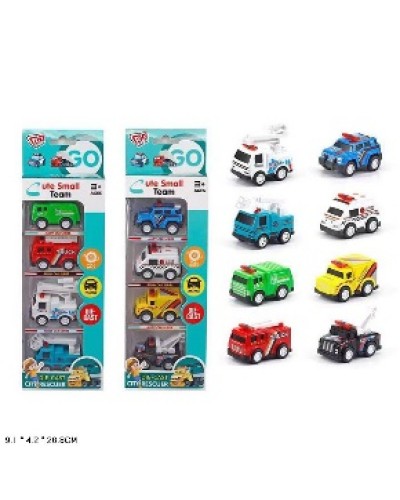Набір транспорту з 4 машинок, в асортименті, у коробці 9х4,5х27 см