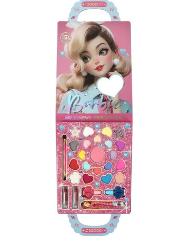 Дитяча косметика: палітра-сумочка з тінями для повік, помада, лак та аксесуари, у коробці 25х15х2 см