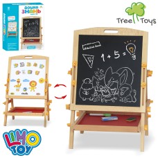 Мольберт 34х38 см дерев`яний двосторонній з маркером, крейдою та губкою, у коробці 39х45х5 см