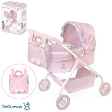 Коляска для ляльки 35х50х60 см класична металева, висота до ручки 56 см, сумка, кошик, у коробці 44,5х32х11,5 см.
