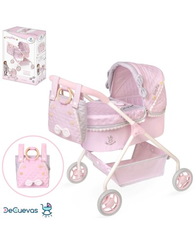 Коляска для ляльки 35х50х60 см класична металева, висота до ручки 56 см, сумка, кошик, у коробці 44,5х32х11,5 см.