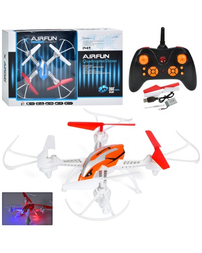 Квадрокоптер 33 см р/к 2,4G на акумулятор і зі світлом, USB, додатковими лопастями, в асортименті, у коробці 49х33х8,5 см.