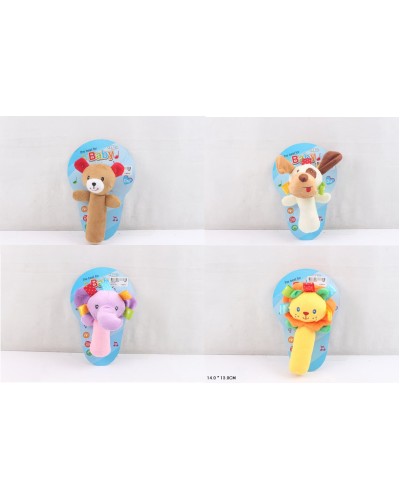 Брязкальце в ручку м'яке, в асортименті, на планшетці 13х14 см