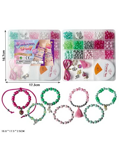 Набір для творчості: бісер, підвіски-намистини, гумки, у коробці 17,3х16,8х2,5 см