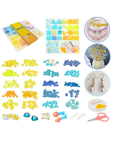 Набір для творчості: бісер, підвіски-намистини, гумки, безпечні ножиці, у коробці 20х19х2,5 см