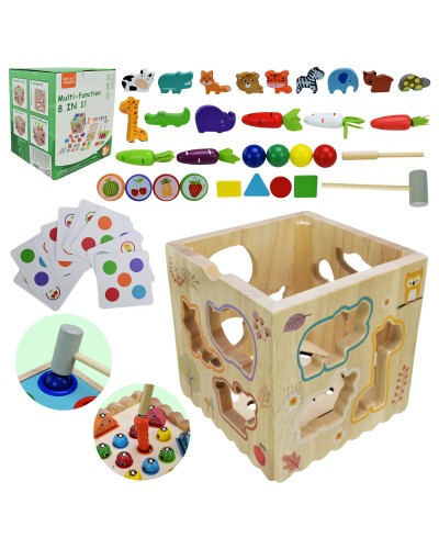 Куб-сортер 13,5х13,5х16 см дерев'яний, у коробці 14х14х16,5 см