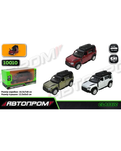 Машина «Land Rover Defender 110» металева з дверима що відкриваються,в асортименті, у коробці 16,5х7х8 см, Автопром