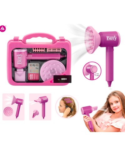 Набір перукаря: фен для волосся та бігуді, на батарейці, у валізі 26х22х6 см