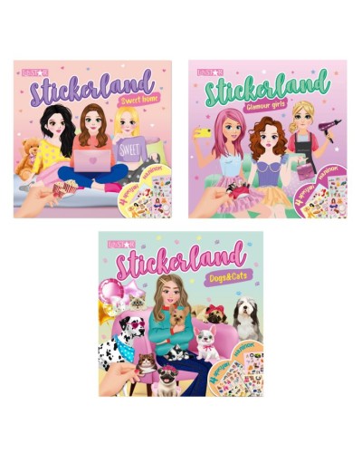 Книга з наліпками «Stickerland» на 18 аркушів з м`якою обкладинкою 23х23 см, в асортименті, ТМ Апельсин