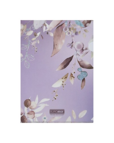 Папка-куточок «ARABESKI» А4 пластикова напівпрозора матова, сливова, TM Buromax