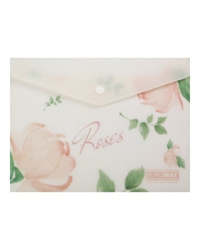 Папка-конверт «ARABESKI» А5 на кнопці матова напівпрозора, коралова, TM Buromax