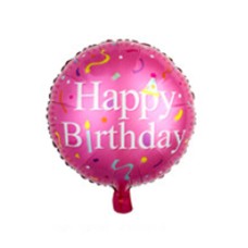 Кульки фольговані «Happy B-day» таблетка 46 см малинові, 10 штук в упаковці, ТМ Leader