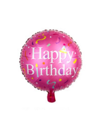 Кульки фольговані «Happy B-day» таблетка 46 см малинові, 10 штук в упаковці, ТМ Leader