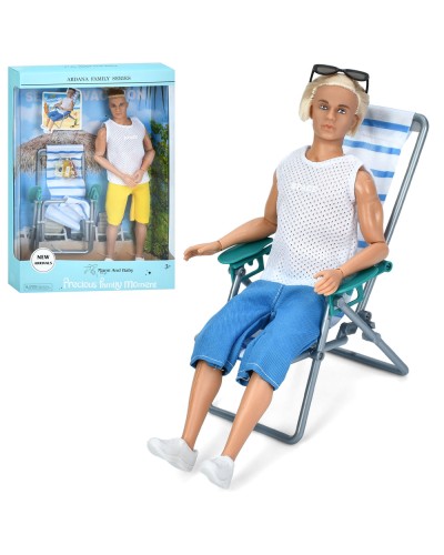 Лялька-хлопчик 30 см з шезлонгом, в асортименті, у коробці 25х36,5х6 см