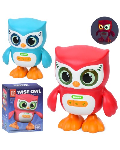 Сова 15 см музична зі світлом та рухомими деталями, на батарейці, в асортименті, у коробці 11,5х16х9 см