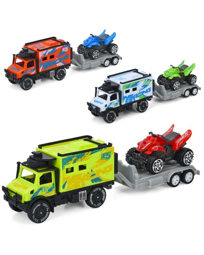 Автовоз 23 см інерційний з причепом та квадроциклом 7 см, в асортименті, у пакеті 13х29х7 см