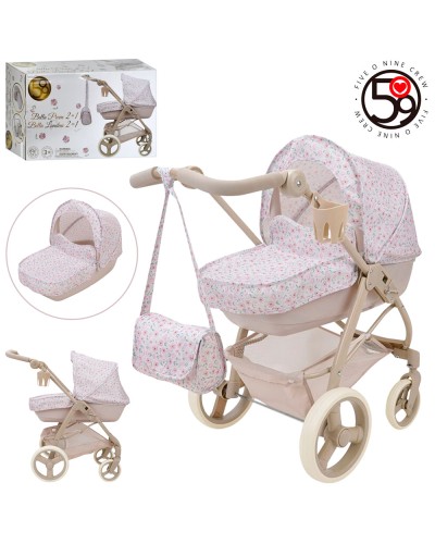Коляска для ляльки 67,5х40,5х74 см прогулянкова з люлькою 55х27х13, підсклянником та сумкою, у коробці 56х35х22 см