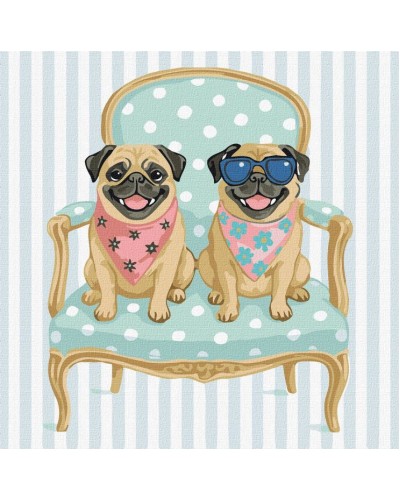 Картина за номерами «Мопси» 40х40 см, ТМ Ідейка