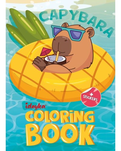 Розмальовка зі стікерами «Капібара на канікулах» на 16 сторінок з м`якою обкладинкою 21х29 см, ТМ Ідейка