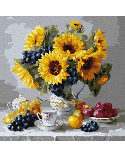 Картина за номерами «Соняшники з виноградом» 40х40 см, ТМ Ідейка