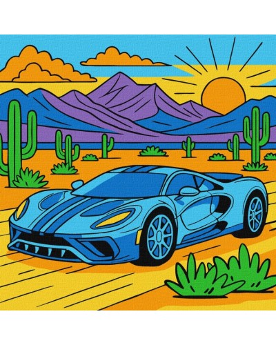 Картина за номерами «Машинка в пустелі» 25х25 см, ТМ Ідейка