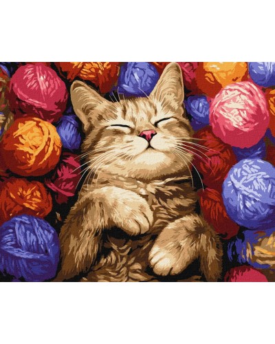 Картина за номерами «Кіт у клубочках» 40х50 см, ТМ Ідейка