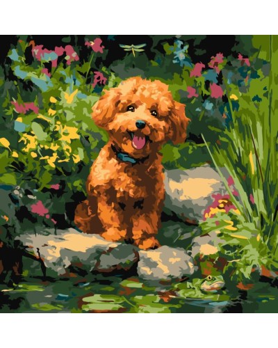 Картина за номерами «Пудель на ставку» 40х40 см, ТМ Ідейка