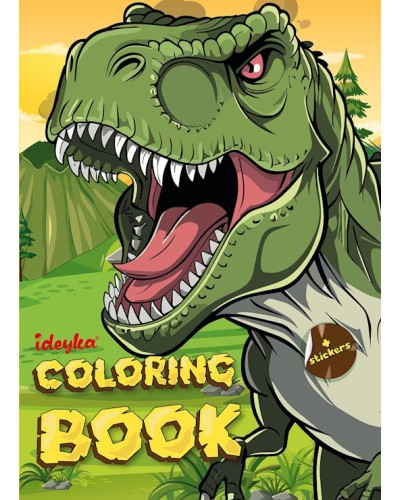 Розмальовка зі стікерами «Світ хижих динозаврів» на 16 сторінок з м`якою обкладинкою 21х29 см, ТМ Ідейка