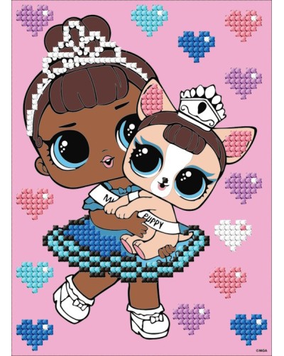 Набір з алмазною мозаїкою «L.O.L. Surprise! Miss Baby With Miss Puppy» 15x20 см, ТМ Ідейка