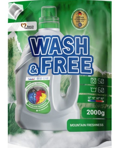 Гель для прання «Гірська свіжість» 2 л дойпак, WASH&FREE