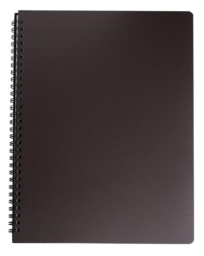 Канцелярська книга «OFFICE» А4 на 96 аркушів у клітинку з пластиковою обкладинкою на спіралі збоку, графітова, ТМ Buromax