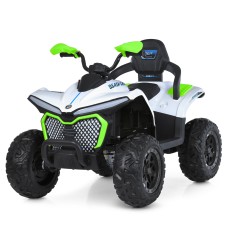 Квадроцикл р/к 2,4G на акумуляторі 12V 10AH з 4 моторами 35W, MP3, USB, TF, BLUETOOTH, EVA, музикою та світлом, біло-зелений