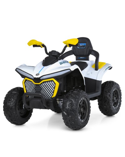Квадроцикл р/к 2,4G на акумуляторі 12V 10AH з 4 моторами 35W, MP3, USB, TF, BLUETOOTH, EVA, музикою та світлом, біло-жовтий