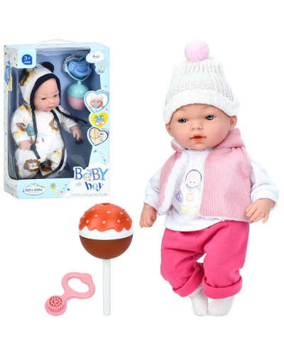 Пупс 33 см м'яконабивний зі звуком та аксесуарами, у коробці 23,5х37х10,5 см