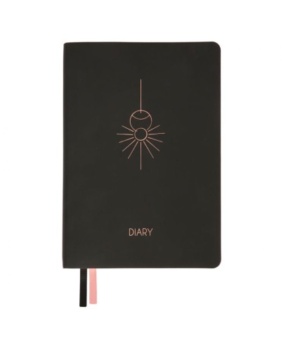 Щоденник недатований «Hypnotic» А5 на 320 аркушів з обкладинкою зі шкірзамку, чорний, Leo Planner