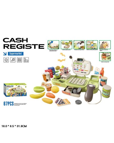 Супермарке дитячий зі звуком: касовий апарат, сканер, продукти, гроші, банківська карта, на батарейці, у коробці 18х8.5х31,9 см