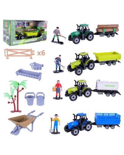Трактор інерційний з причепом та фігурками, в асортименті, у коробці 29х11,5х15 см