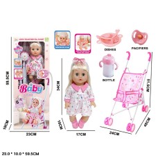 Лялька 34 см зі звуком, сміхом, візочоком та аксесуарами, у коробці 23х10х60 см